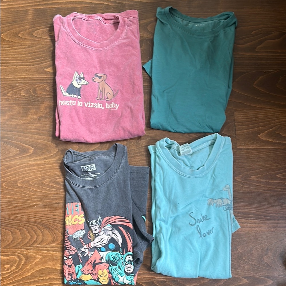 Assorted pastel tone T-shirts